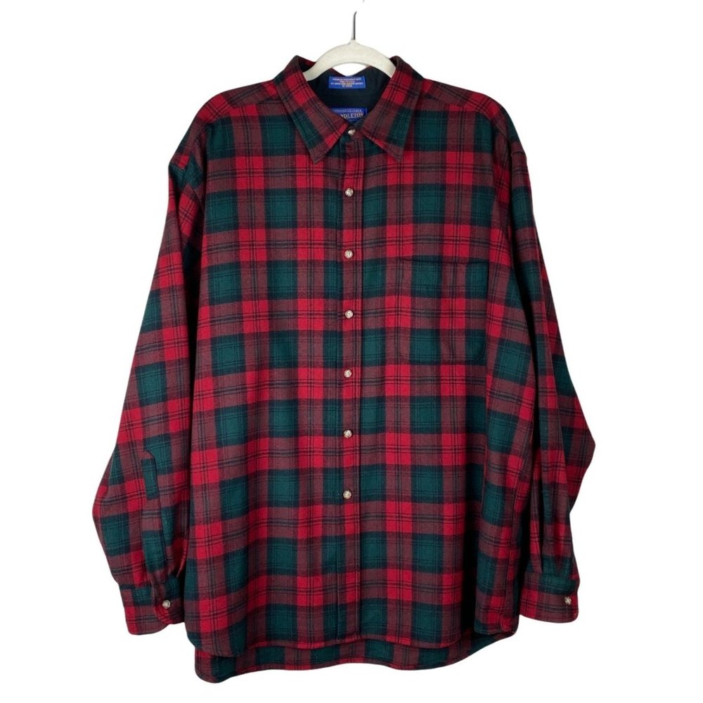 Pendleton Men's Plaid Lodge Shirt Christmas Red & Green Flannel Men's Size XL